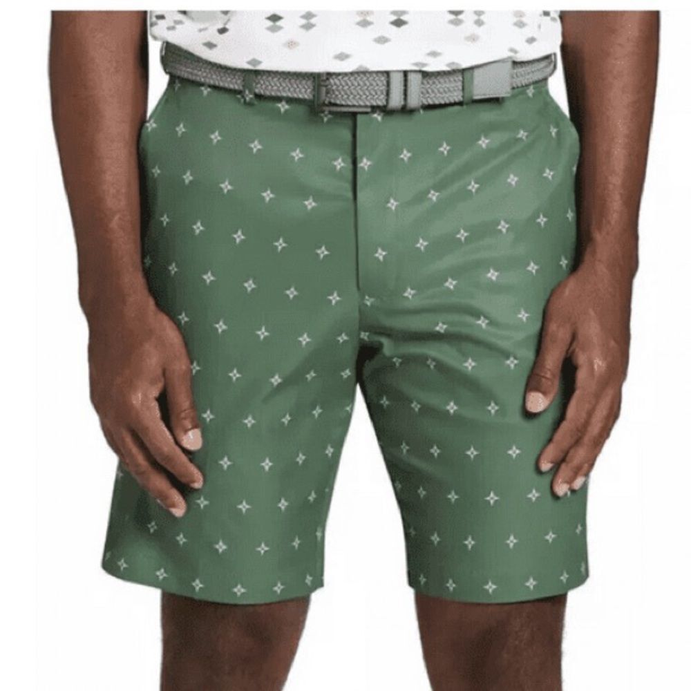 WALTER HAGEN Golf Shorts Mens W35 Green Geometric Print Performance Stretch